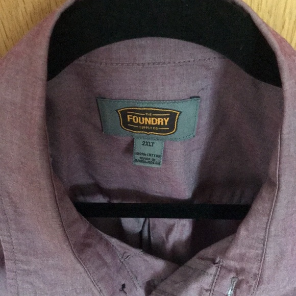 Mens plus size button down light maroon long sleeve shirt - Picture 2 of 3